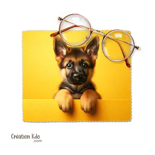 Essuie-lunette chiot dessin de Berger Allemand Chiffonnette tissu microfibre