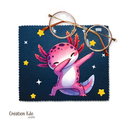 Essuie-lunette motif Axolotl chibi Dabbing Chiffonnette en tissu microfibre souple