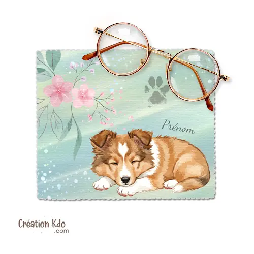 Essuie-lunette motif chiot Berger des Shetland dormant Chiffonnette en microfibre