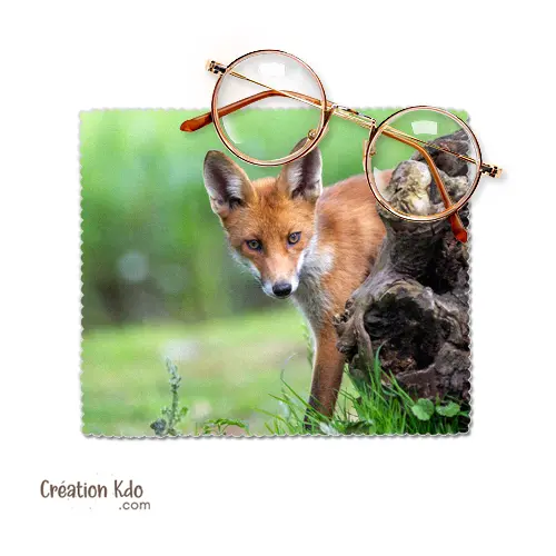 Essuie-lunette motif photo renard roux Chiffonnette nettoyante lingette en microfibre