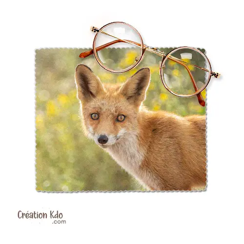 Essuie-lunette motif photo renard roux pastel Chiffonnette nettoyante lingette en microfibre