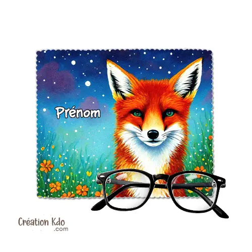 Essuie-lunette motif renard roux Chiffonnette personnalisée prénom nettoyante lingette microfibre