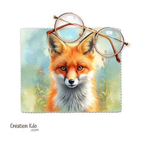 Essuie-lunette renard roux Chiffonnette nettoyante lingette chiffon en tissu microfibre