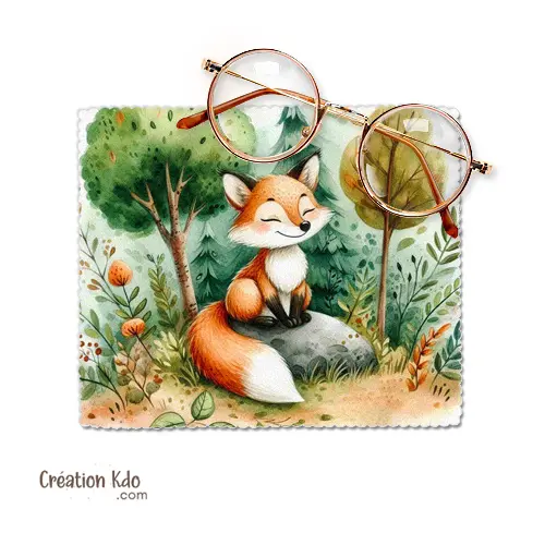 Essuie-lunette renard roux en forêt Chiffonnette nettoyante lingette en tissu microfibre
