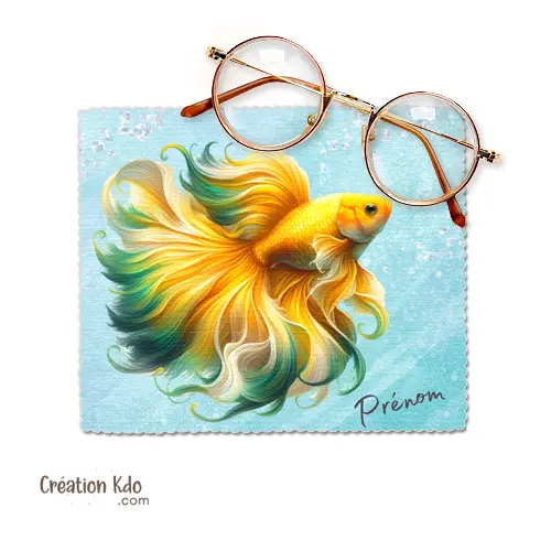 Essuie-lunette thème Betta poisson Combattant jaune Chiffonnette en microfibre