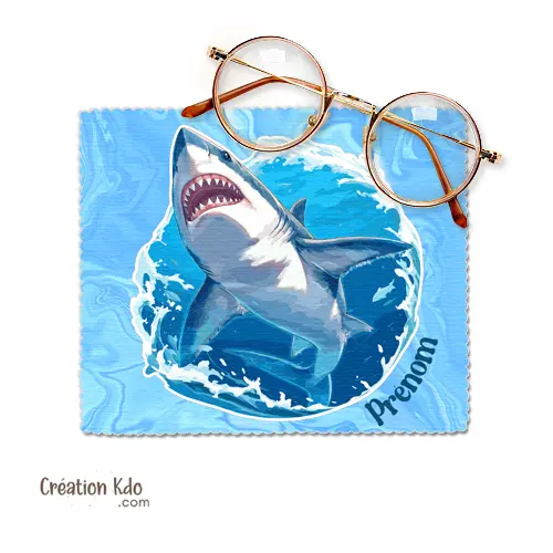 Essuie-lunette thème requin Chiffonnette personnalisée microfibre souple et doux