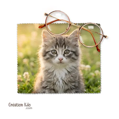 Essuie-Lunettes Chaton Angora en Microfibre - Chiffonnette Nettoyage