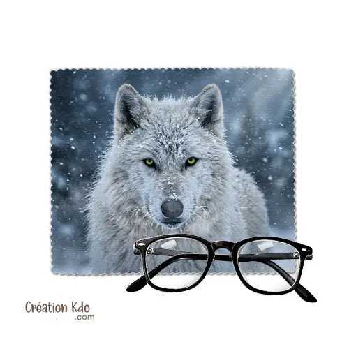 Essuie-Lunettes Loup Blanc en Microfibre - Chiffon de Nettoyage