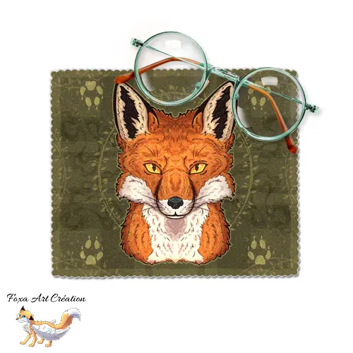 Essuie-Lunettes Microfibre Renard Roux - Chiffonnette Portrait Chien & Faune Sauvage Illustration Nature