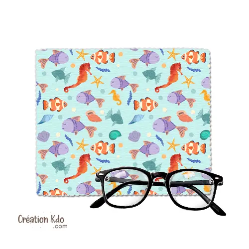 Essuie-lunettes motif mosaïque poissons et océan tissu Microfibre chiffonnette
