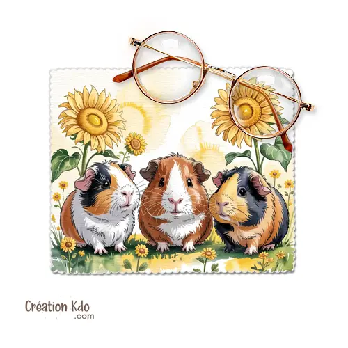 Essuie-Lunettes Trio de Cochons d'Inde Aquarelle - Chiffonnette Microfibre