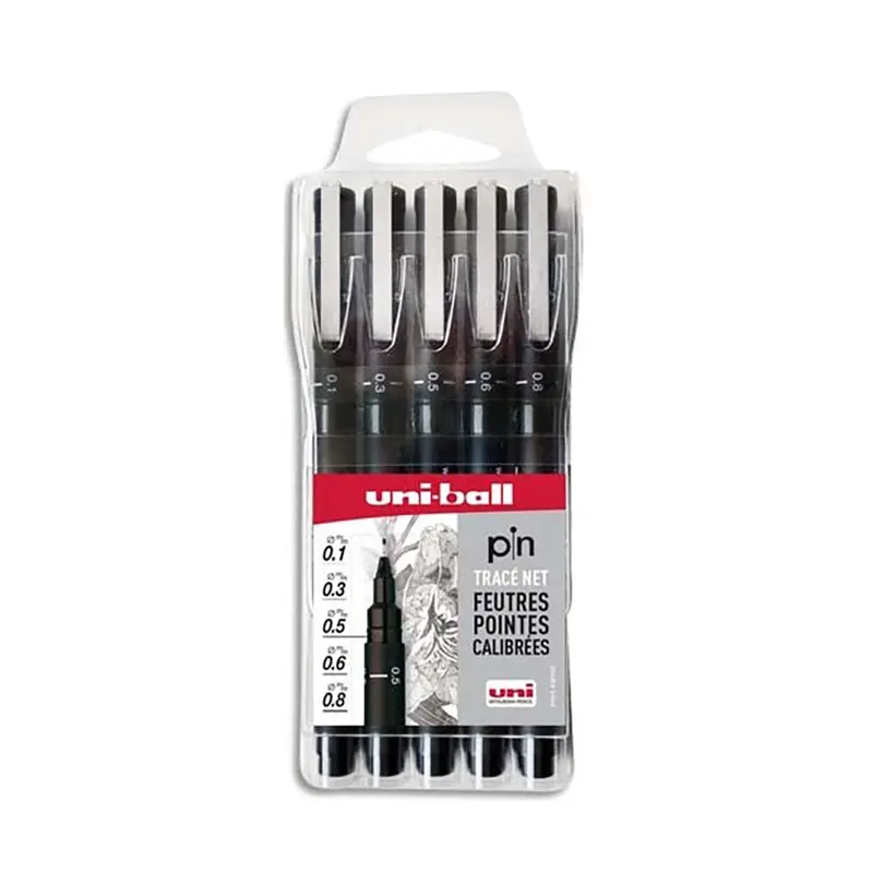Etui feutres calibrés Uni Pin x5