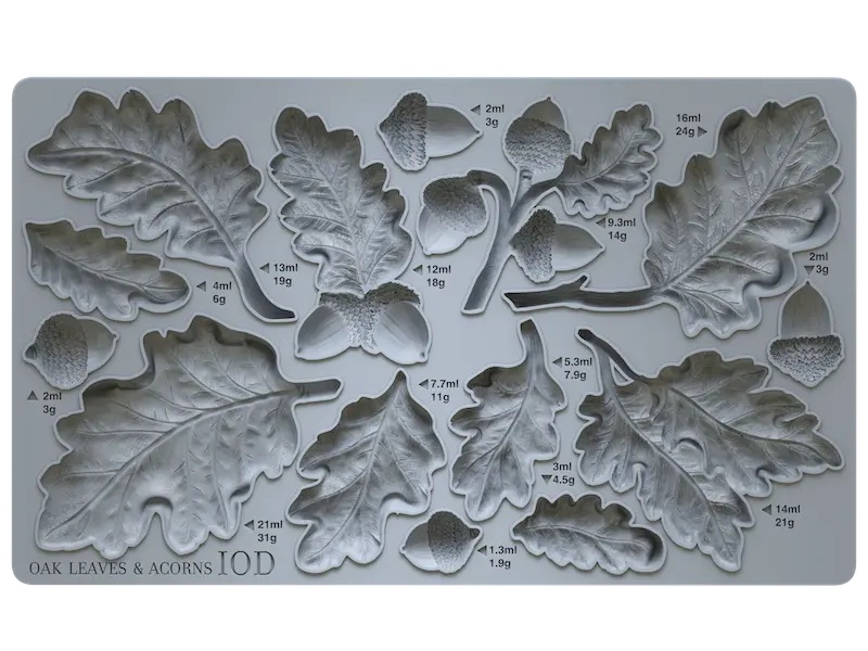 Feuilles de chêne et glands IOD Décor Mold Été 2024 Iron Orchid Designs