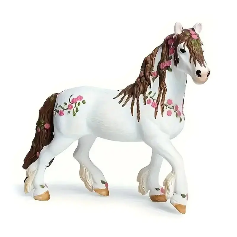 Figurines Cheval et fleurs PVC 12 x 12 cm