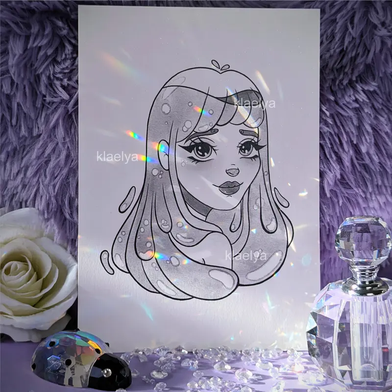 "Fille de l'eau" - Tirage d'Art A5 à l'encre de Chine