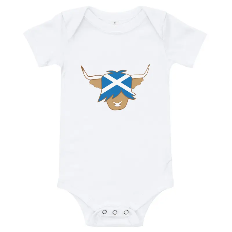 Flag of scotland scottish highland cow bodysuit for scottish baby