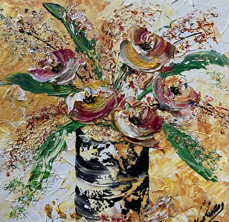 Fleurs bouquet toile moderne peinture de 40x40 cm