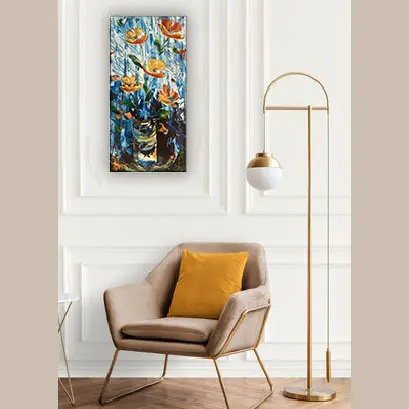 Fleurs jaune bouquet toile moderne peinture de 30x60 cm