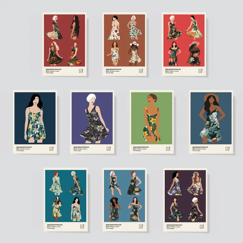 Floral Skirt - Figures Washi Sticker Set