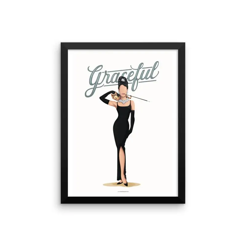 FRAMED Audrey Hepburn Graceful Art Print