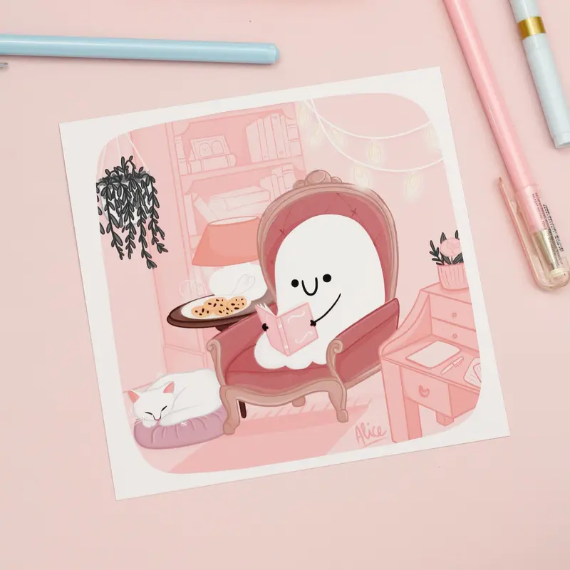 Ghosty cosy living room print - Hygge prints