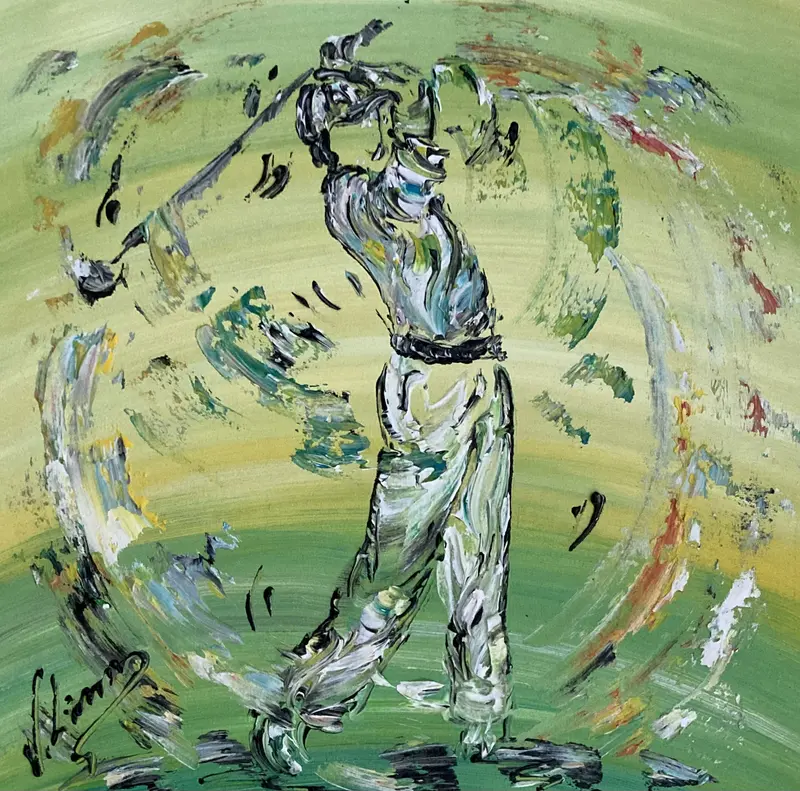 Golf swing peinture sur toile 40x40cm