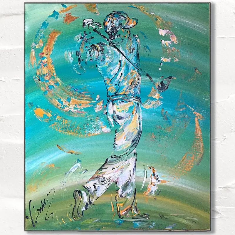 Golf Swing - Peinture sur toile 55x46cm
