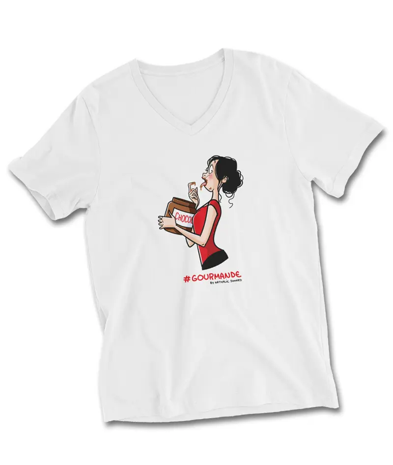 #Gourmande by Nathalie Jomard - T-shirt Unisexe à Col V