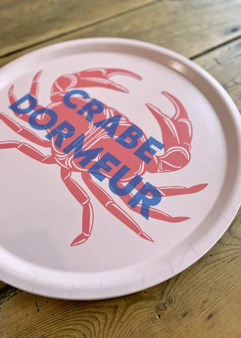 Grand plateau rond de service - Crabe dormeur
