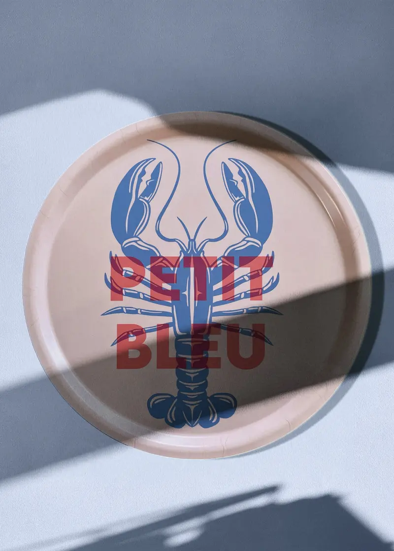 Grand plateau rond de service - Petit bleu