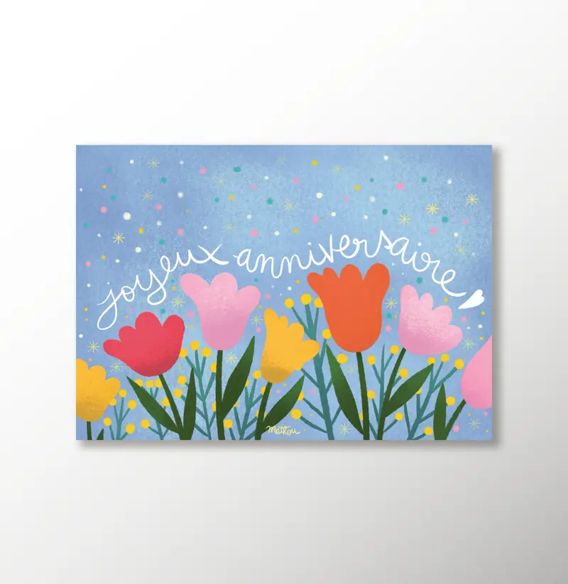 Grande Carte · Anniversaire Fleurs
