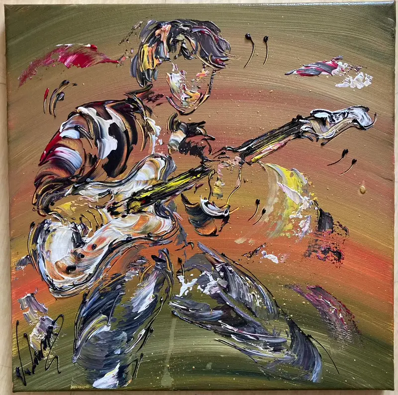 Guitare électrique musicien Peinture sur toile 40x40 cm musique