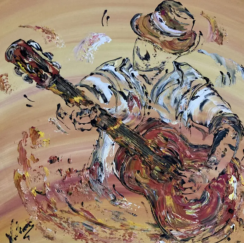 Guitariste Peinture sur toile 50x50cm