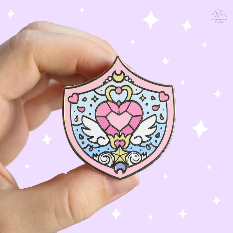 Heart Shield Enamel Pin