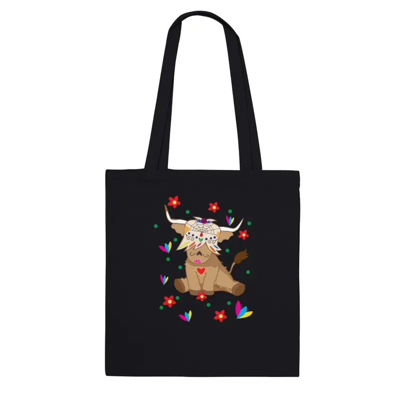 Highland cow dia de los muertos Tote bag cow day of the day bag