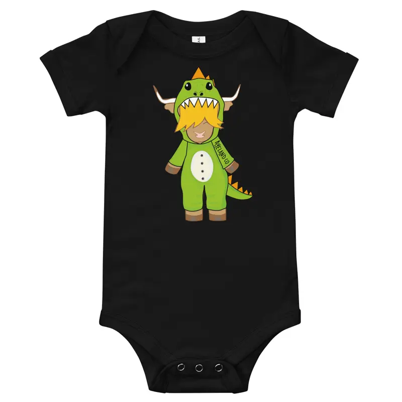 Highland cow t-rex onesie baby bodysuit for baby boy