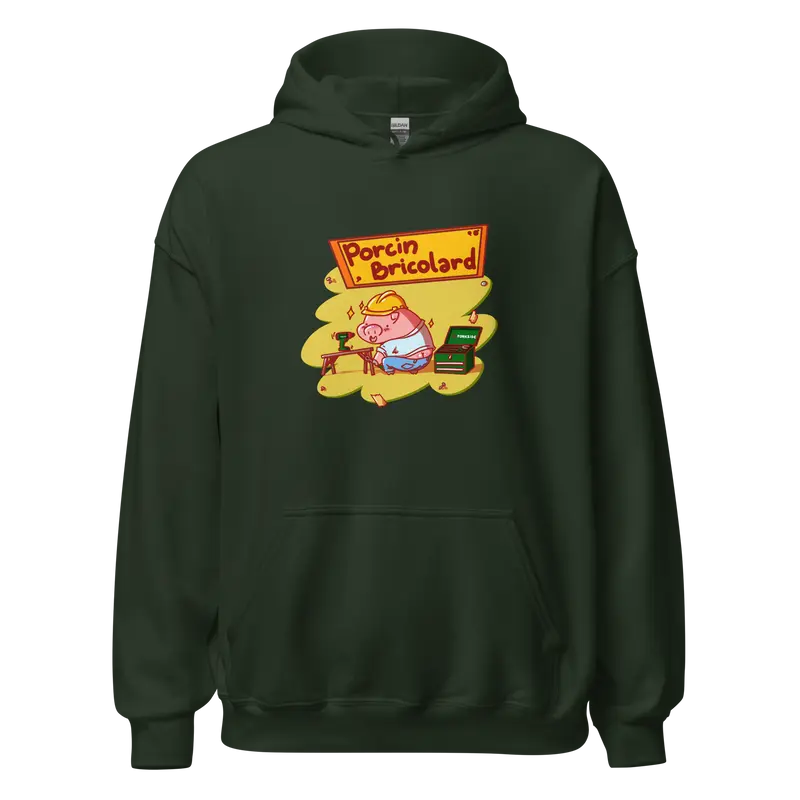 Hoodie Porcin Bricolard - couleurs foncées et grises