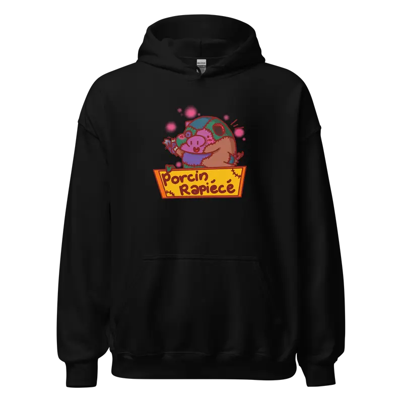Hoodie Porcin Rapiécé - couleurs foncées et grises