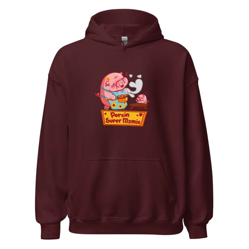 Hoodie Porcin Super Mamie - couleurs foncées et grises