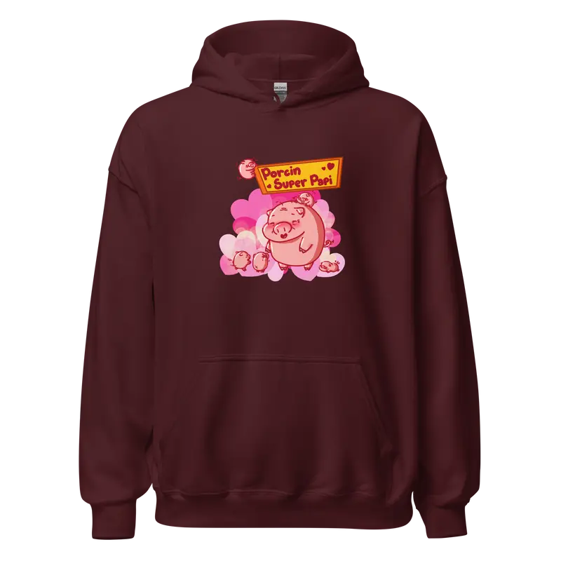 Hoodie Porcin Super Papi - couleurs foncées et grises