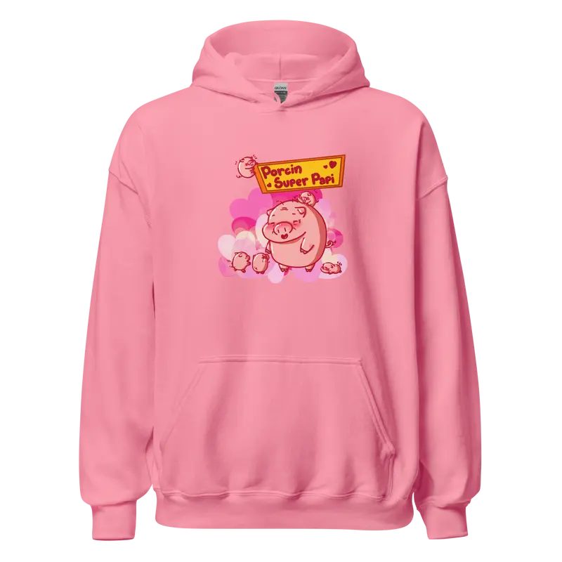 Hoodie Porcin Super Papi - couleurs vives et claires