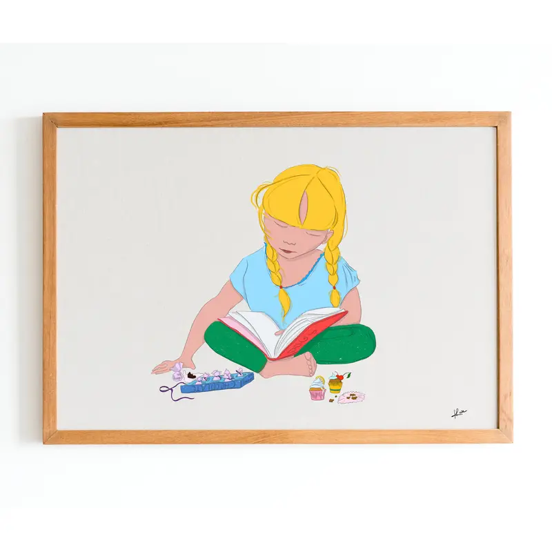 Illustration "Denise et sa boîte de chocolat"