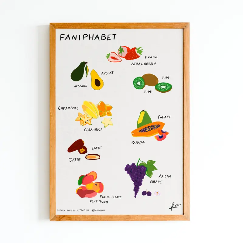 Illustration faniPhabet "Fruits II" (FR/ENG)