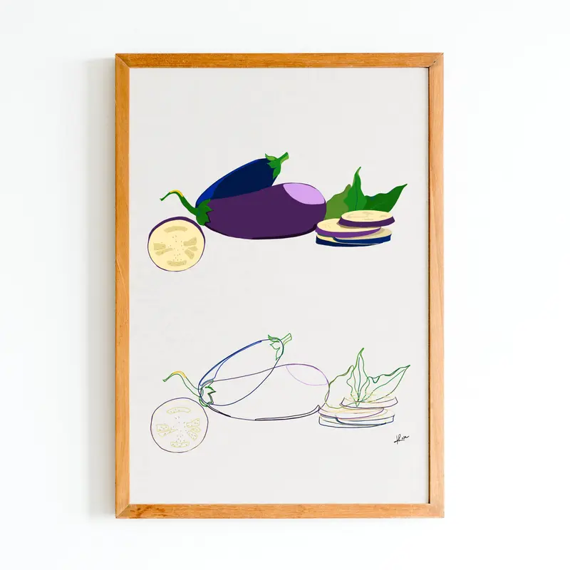 Illustration "Fruits & Légumes" - Aubergine Duo