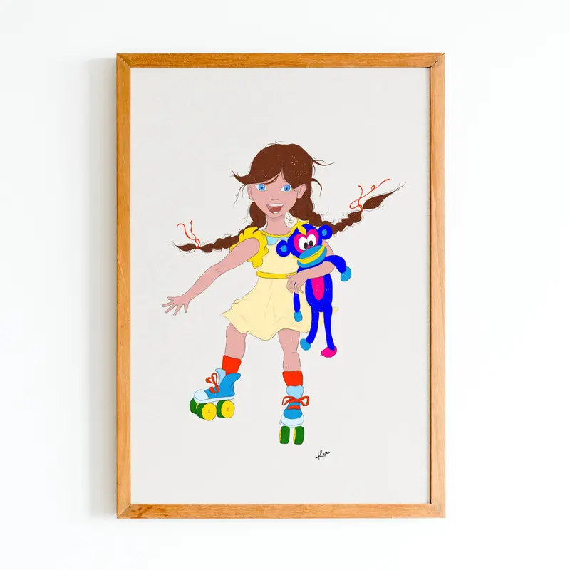 Illustration "Mila fait du roller"