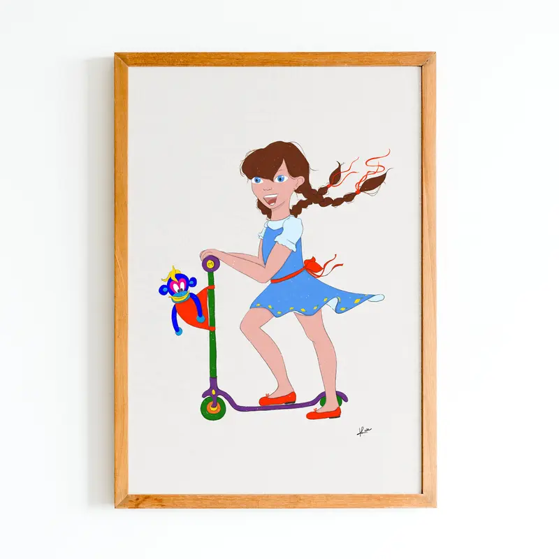 Illustration "Mila fait la trottinette"