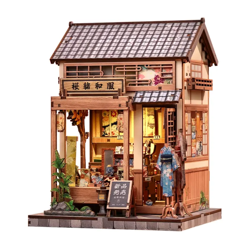 Japońska Drewniana Makieta Domku Sakura Kimono Shop