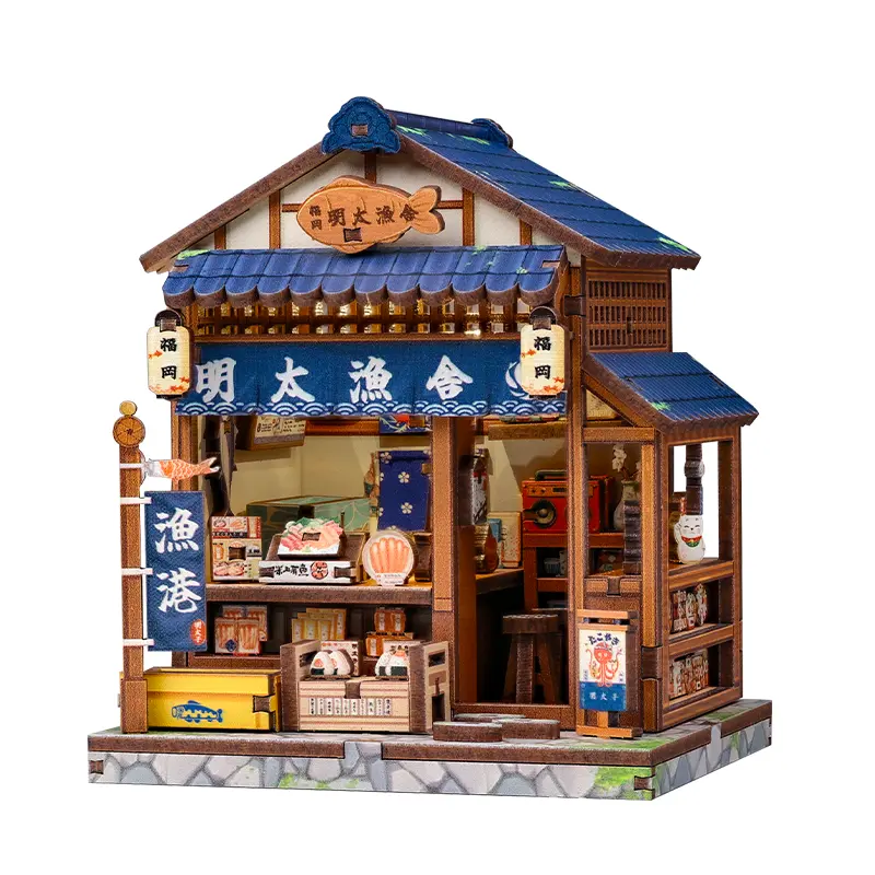 Japońska Drewniana Mini Makieta Domku Fukuoka Mentaiko Kitchen