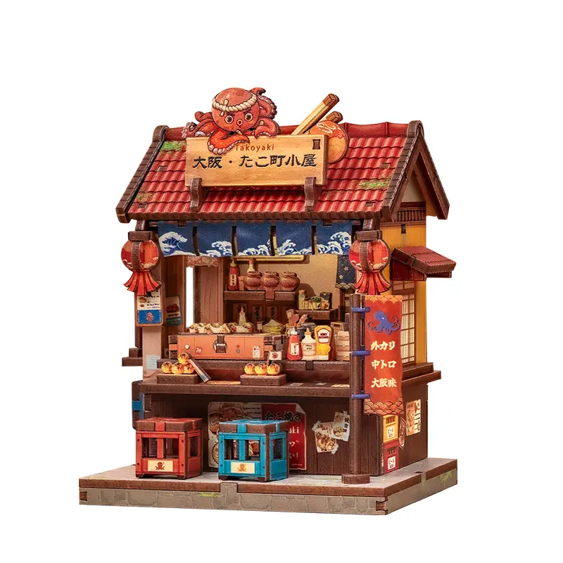 Japońska Drewniana Mini Makieta Domku Osaka Takoyaki