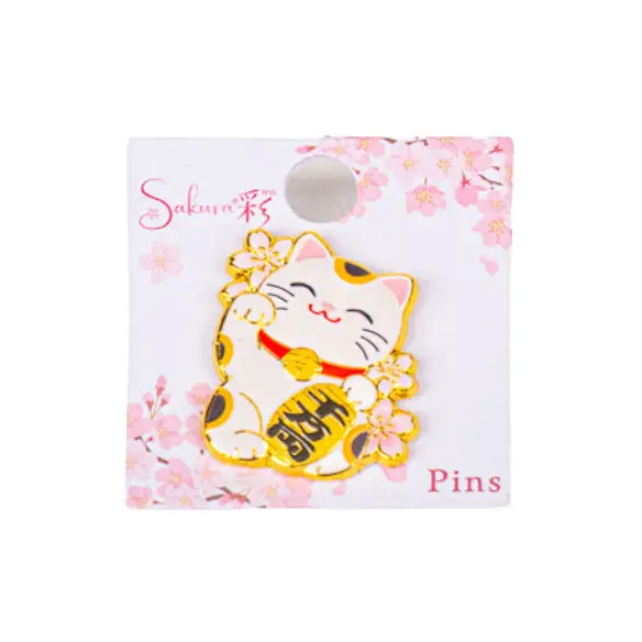 Japońska Metalowa Przypinka Maneki-Neko